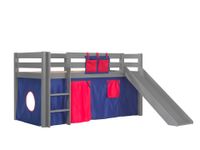 Spielbett Pino mit Rutsche und Textilset "Domino", Ausf. Kiefer massiv weiß lackiert