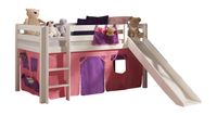 Spielbett Pino mit Rutsche und Textilset "Bella", Ausf. Kiefer massiv weiß lackiert