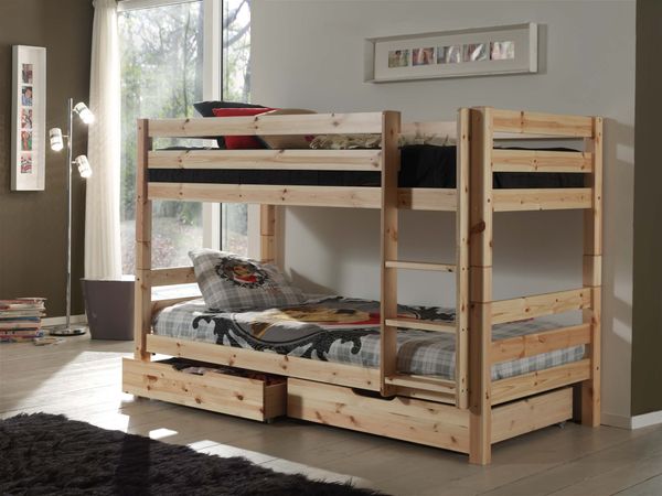 Etagenbett Pino 140 cm Höhe, Ausf. Kiefer massiv natur lackiert