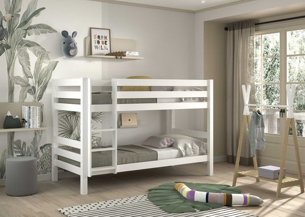 Etagen-Hochbett Pino 140 cm Höhe, Ausf. Kiefer massiv weiß lackiert