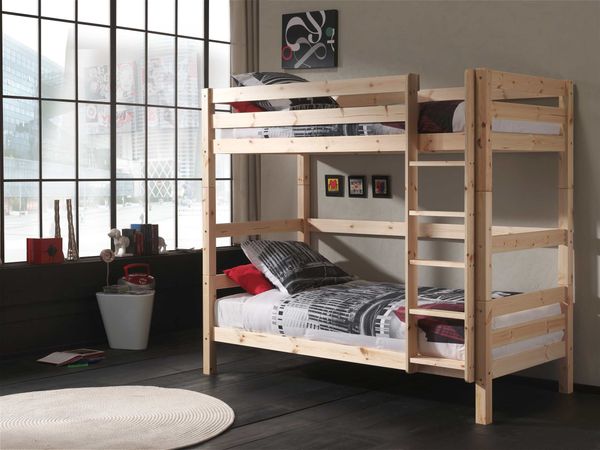 Etagen-Hochbett Pino 180 cm Höhe, Ausf. Kiefer massiv natur lackiert
