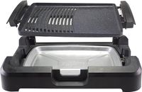 90.871 Elektrogrill mit Glasdeckel, beschichtete Grillplatte, Edelstahl, 2200 W