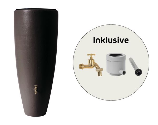 2in1 Wasserbehälter Komplett-Set 300 Liter mocca inkl. Auslaufhahn und Fallrohranschluss