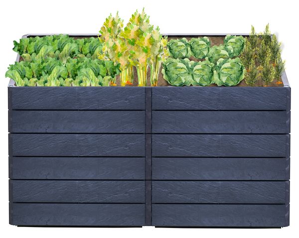 ERGO QUADRO 2 L 75 Hochbeet Stone, inkl. Wassersparsystem