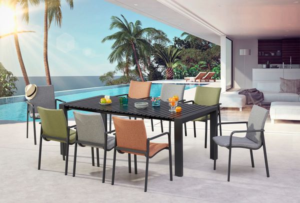 4x Dining-Sessel Positano anthrazit/terracotta