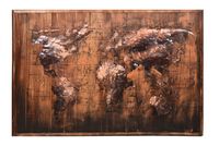 3D Metallbild Weltkarte, braun