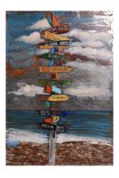 3D Metallbild Wegweiser