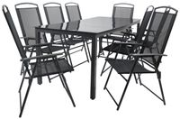 9-tlg Gartenmöbel Sitzgruppe Gartenmöbel Glas Tisch Stühle Hochlehner Set 190 Schwarzglas