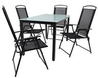 5-tlg Gartenmöbel Sitzgruppe Gartenmöbel Glas Tisch Stühle Hochlehner Set 140 Mattglas