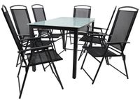 7-tlg Gartenmöbel Sitzgruppe Gartenmöbel Glas Tisch Stühle Hochlehner Set 140 Mattglas