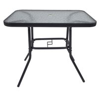 Gartentisch 80cm Stahl/Glas Anthrazit