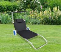 Gartenliege Sonnenliege rollbar Schwarz