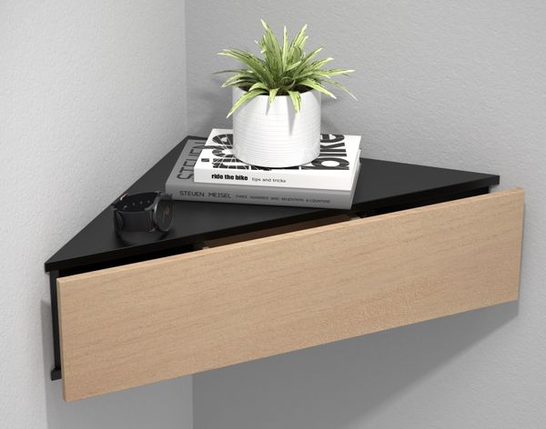 Wandschublade "Usal S" Schwarz/Honig-Eiche