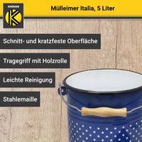 Emaillierter Mülleimer ITALIA mit Deckel, 5 Liter
