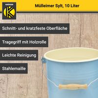 Emaillierter Mülleimer SYLT mit Deckel, 10 Liter