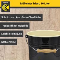 Emaillierter Mülleimer TRIEST mit Deckel, 10 Liter