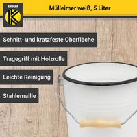 Emaillierter Mülleimer mit Deckel, 5 Liter
