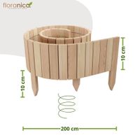Rasenkante Beetumrandungen 10 x 200 cm Unbehandelt (kürzbar) Flexibler Holzzaun