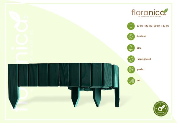 Floranica Rollborder II Flexibler Holzzaun 203cm Höhe: 10cm Grün Imprägniert Kiefernholz 