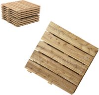 Floranica Holzterrassenplatten 1 Stück 50x50 cm Lärchenholz Unbehandelt Boden für die Sauna Terrasse oder dem Balkon Holzfliese im Garten Gefräste Oberfläche Balkonfliesen