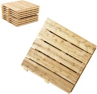 Floranica Holzterrassenplatten 1 Stück 50x50 cm Imprägniertes Lärchenholz Natur Boden für die Sauna Terrasse oder dem Balkon Holzfliese im Garten Gefräste Oberfläche Balkonfliesen