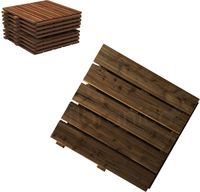 Floranica Holzterrassenplatten 1 Stück 50x50 cm Imprägniertes Lärchenholz Braun Boden für die Sauna Terrasse oder dem Balkon Holzfliese im Garten Gefräste Oberfläche Balkonfliesen