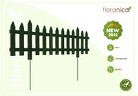 Floranica Gartenzaun 1 STK 103cm Höhe 30/37cm Grün Kiefer imprägniert Steckzaun mit Metallstäben