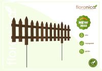 Floranica Gartenzaun 1 STK 103cm Höhe 30/37cm Braun Kiefer imprägniert Steckzaun mit Metallstäben