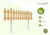Floranica Gartenzaun 103cm Höhe 30/37cm Natürlich Kiefer imprägniert Steckzaun mit Metallstäben