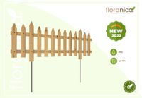Floranica Gartenzaun 1 STK 103cm Höhe 20cm Unbehandelt Kiefer Steckzaun mit Metallstäben 