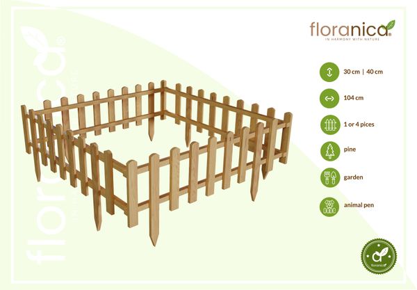 Floranica Vorgarten Gartenzaun aus Holz Vampir 1 STK 104cm Höhe 40cm 
