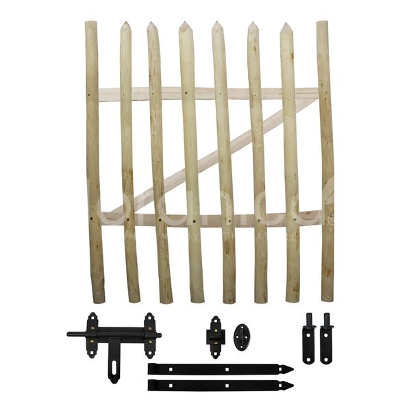 Gartentür Zauntor Haselnussholz Höhe  115 cm Breite 100 cm Zauntür inklusive Zubehör
