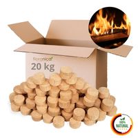 Holzbriketts 100% Gepresste Rundholzbriketts 20kg im Karton Brikett Hohe Brennwert Raucharm