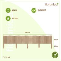 Rollzaun aus Holz Rasenkante Beeteinfassung Gartenzaun 200 x 40 cm Unbehandelt