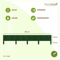 Rollzaun aus Holz Rasenkante Beeteinfassung Gartenzaun 200 x 30 cm Grün
