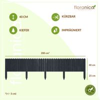 Rollzaun aus Holz Rasenkante Beeteinfassung Gartenzaun 200 x 40 cm Anthrazit