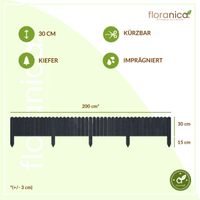 Rollzaun aus Holz Rasenkante Beeteinfassung Gartenzaun 200 x 30 cm Anthrazit