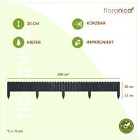 Rollzaun aus Holz Rasenkante Beeteinfassung Gartenzaun 200 x 20 cm Anthrazit