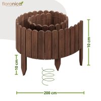 Beeteinfassung 10 x 200 cm Braun Rasenkante aus Holz, Gartenzaun