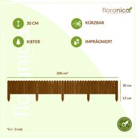 Rollzaun aus Holz Rasenkante Beeteinfassung Gartenzaun 200 x 30 cm Braun