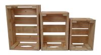 Floranica Holzkiste Lärche nicht imgrägniert 3er Set Gartendeko Aufbewahrungsboxen Obstkisten Blumentopf Holz Kiste Spielzeugkiste