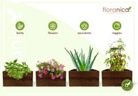 Floranica Blumentopf aus Holz Kasten 50cm x 53cm x 28cm Braun Imprägniertes Lärchenholz