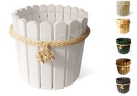 Floranica Runder Blumentopf aus Holz 33x30cm Weiß Imprägniertes Kiefernholz Schutzhülle für Kräuter Blumen Haus- und Gartendekoration Truhe Für den Innen- und Außenbereich EU-Produkt