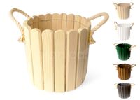 Floranica Runder Blumentopf aus Holz 33x30cm Natural Imprägniertes Kiefernholz Schutzhülle für Kräuter Blumen Haus- und Gartendekoration Truhe Für den Innen- und Außenbereich