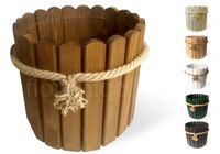 Floranica Runder Blumentopf aus Holz 33x20cm Braun Imprägnierte Kiefer Gehäuse für Kräuter Blumen Haus- und Gartendekoration Truhe Für den Innen- und Außenbereich EU-Produkt