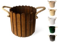 Floranica Runder Blumentopf aus Holz 33x20cm Braun Imprägniertes Kiefernholz Schutzhülle für Kräuter Blumen Haus- und Gartendekoration Truhe Für den Innen- und Außenbereich