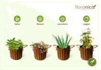 Floranica Runder Blumentopf aus Holz 33x20cm Braun