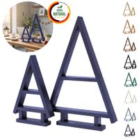 2er SET Holz Weihnachtsbaum Tannen Baum Weihnachtsdekoration aus Holz - Antrazit