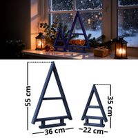 2er SET Holz Weihnachtsbaum Tannen Baum Weihnachtsdekoration aus Holz - Antrazit