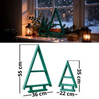 2er SET Holz Weihnachtsbaum Tannen Baum Weihnachtsdekoration aus Holz - Grün